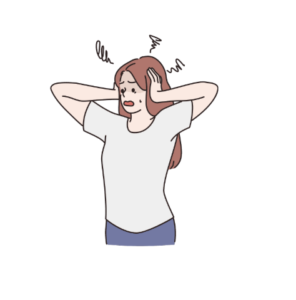 パニックになる女性のイラスト