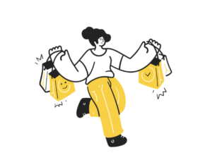 浪費をする女性のイラスト