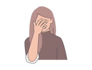 恥ずかしい、という気持ちの女性のイラスト